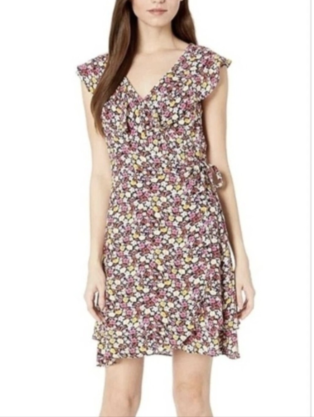 Sanctuary Johanna Black Ditsy Floral Wrap Dress